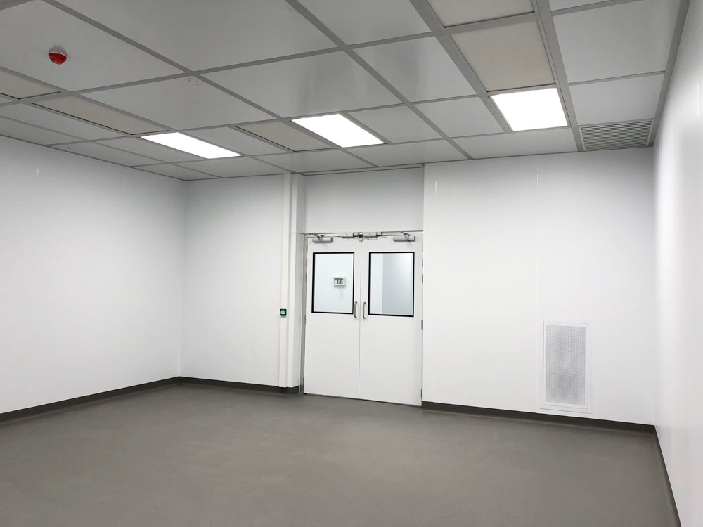 Puracore cleanroom walls and drop-in grid ceiling